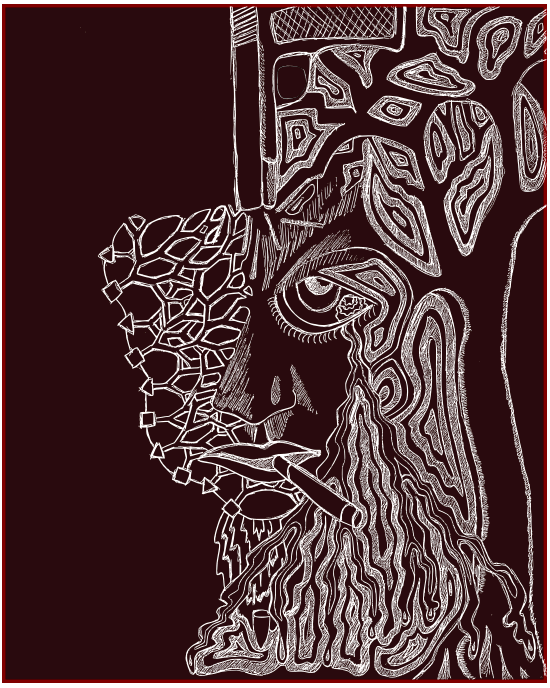 art depicting a reconstructed memory of a traumatic shooting