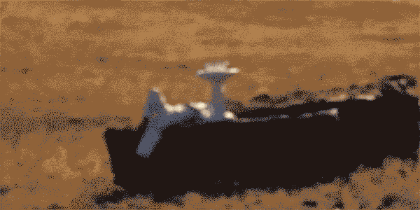Person resting upon rock with a greco-roman water fountain beside them. Both waterless, looking at an eagle fly above.